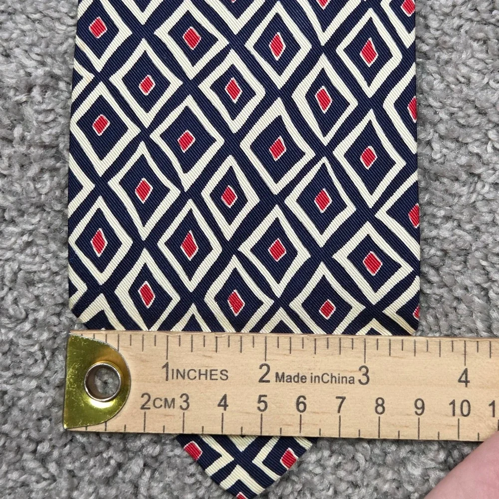 Polo Ralph Lauren Navy Blue Silk Tie Argyle Diamond Pattern USA‎ Made